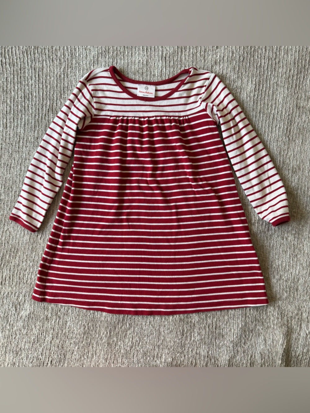 Hannaβ Andersson Red White Stripe Long Sleeve Knit Dress Size 110 Swing Twirl